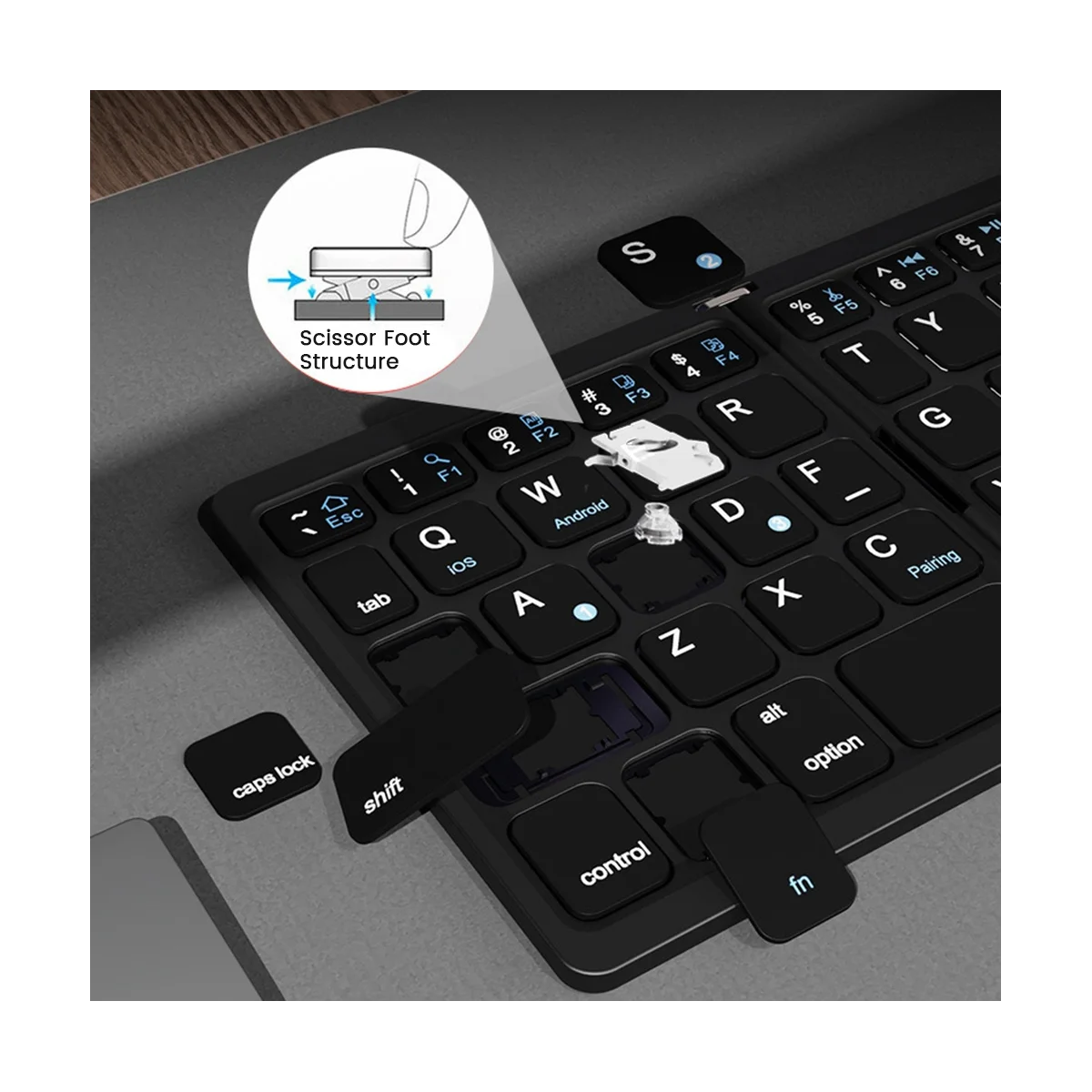 Складная беспроводная клавиатура Bluetooth с сенсорной панелью, ультратонкая карманная складная клавиатура для IOS, Android, ПК-планшета с Windows Изображение 4