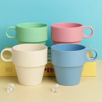 Чашка для полоскания рта из пшеничной соломы Креативные чашки для мытья посуды Бытовые чашки Простая пара пластиковых зубных цилиндрических щеток