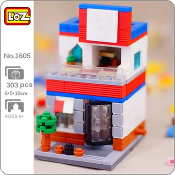 LOZ 1605 Городская улица, Магазин быстрого питания, Ресторан для гамбургеров, Архитектурная модель, мини-блоки, Кирпичи, Строительная игрушка для детей Без коробки